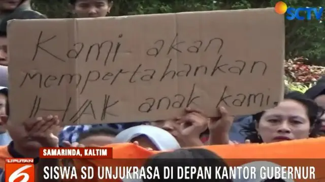 Pelajar SD di Samarinda Demonstrasi Minta Pemprov Selesaikan Sengketa Lahan
