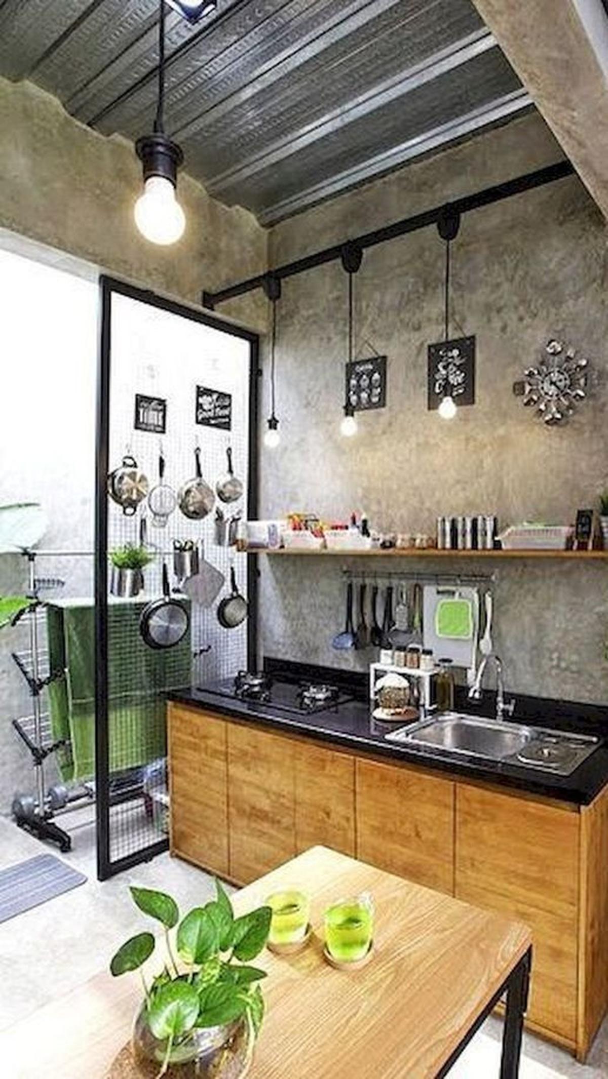 Dapur Letter L Minimalis Gaya Industrial