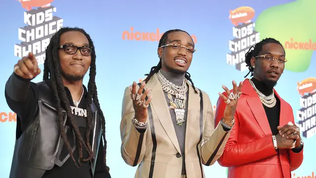 Migos. Dari kiri-kanan: Takeoff, Quavo, dan Offset. (Richard Shotwell/Invision/AP, File)
