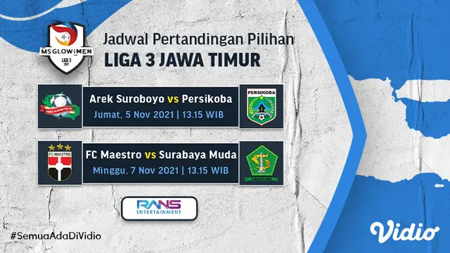 Saksikan Live Streaming Pertandingan Liga 3 Jatim 2021 di Vidio Pekan Ini