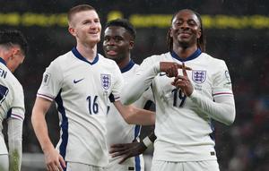 Selebrasi gol&nbsp;Eberechi Eze pada laga Timnas Inggris vs Serbia pada lanjutan Kualifikasi Piala Dunia 2026 zona Eropa -&nbsp;AP Photo/Kirsty Wigglesworth