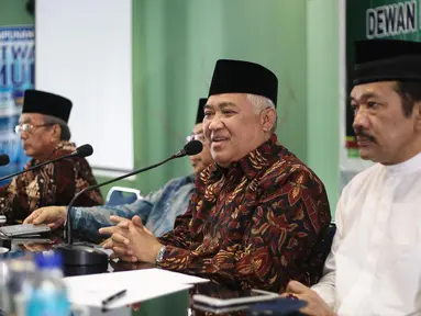 Dewan Pertimbangan Majelis Ulama Indonesia (MUI) menggelar rapat pleno ke- 15 di Kantor MUI, Rabu (22/2). Tema rapat tersebut adalah 'Upaya Bersama Menghadapi Ancaman Terhadap NKRI'. (Liputan6.com/Faizal Fanani)