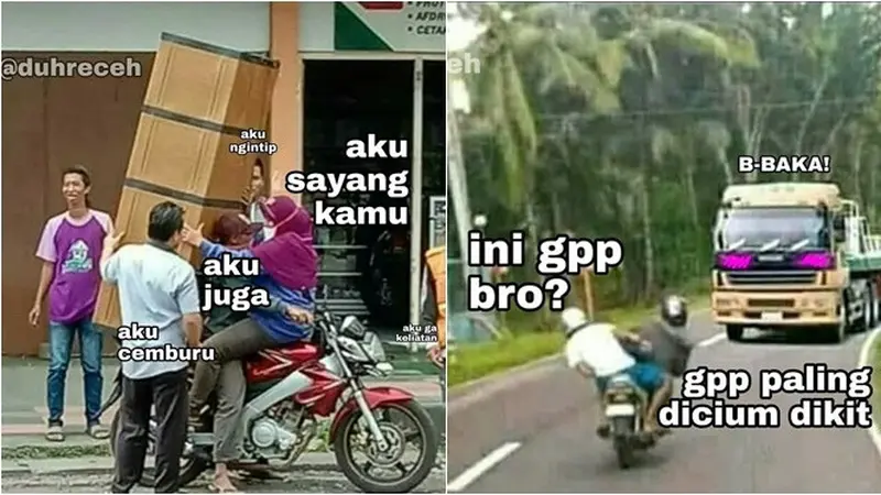 6 Meme Kelakuan Orang Naik Motor Boncengan Ini Bikin Tepuk Jidat