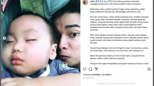 Unggahan Alvin Faiz. (Foto: Instagram @alvinfaiz)