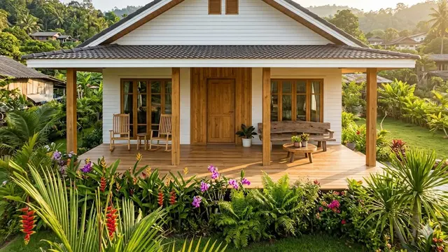 Rumah Modern Farmhouse dengan Serambi Depan yang Lega