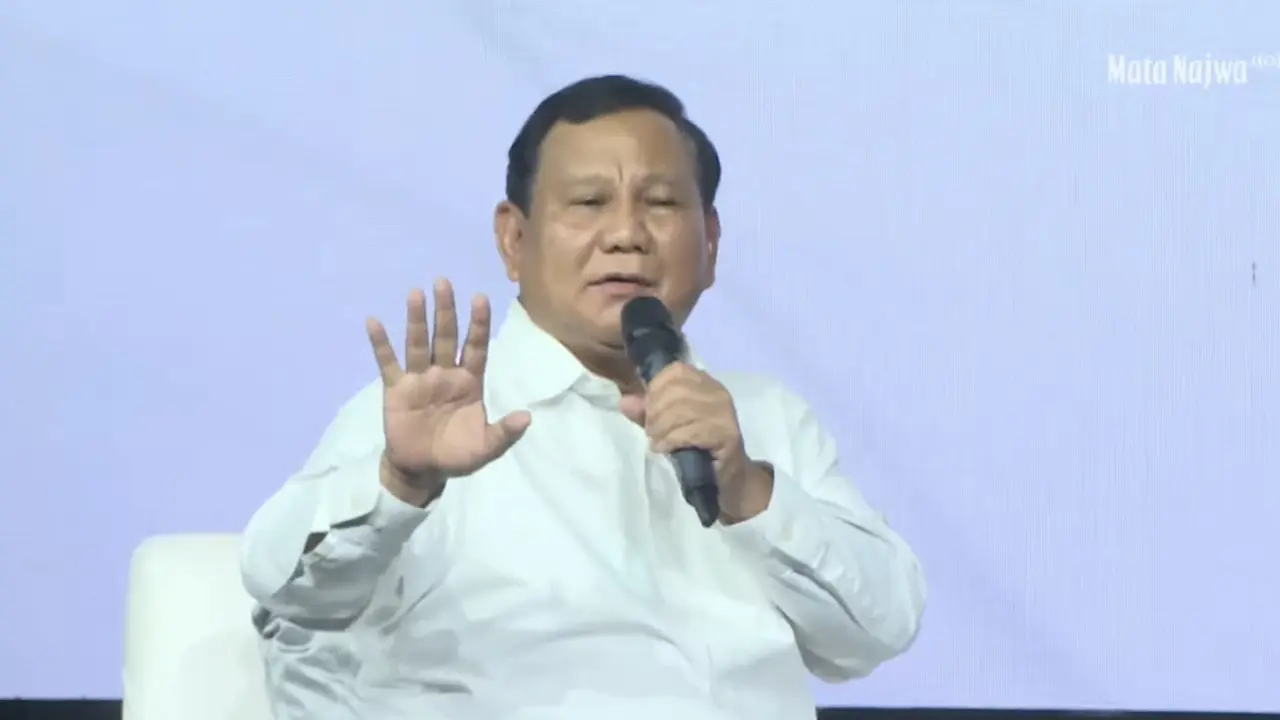 Ketua Umum Partai Gerindra Prabowo Subianto saat menghadiri acara adu gagasan Calon Presiden di Universitas Gadjah Mada (UGM).