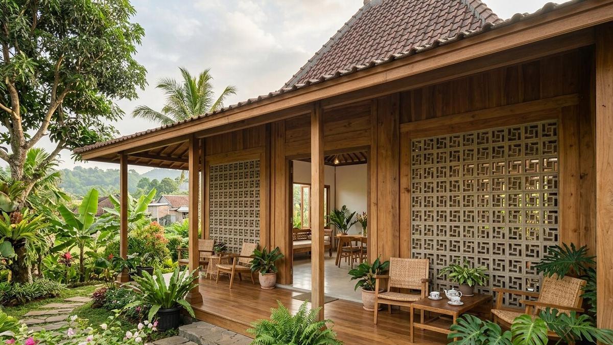 9 Kombinasi Roster dan Kayu untuk Rumah Desa yang Estetik dan Nyaman, Adem Sepanjang Hari