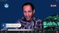 Menteri Pendidikan Kebudayaan Riset dan Teknologi Nadiem Makarim dalam webinar bertema 'SDM Talenta Digital Menuju Era Indonesia Emas 2045' di Jakarta, Rabu (24/11/2021).