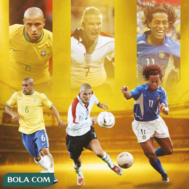 Piala Dunia - Roberto Carlos, David Beckham, dan Ronaldinho