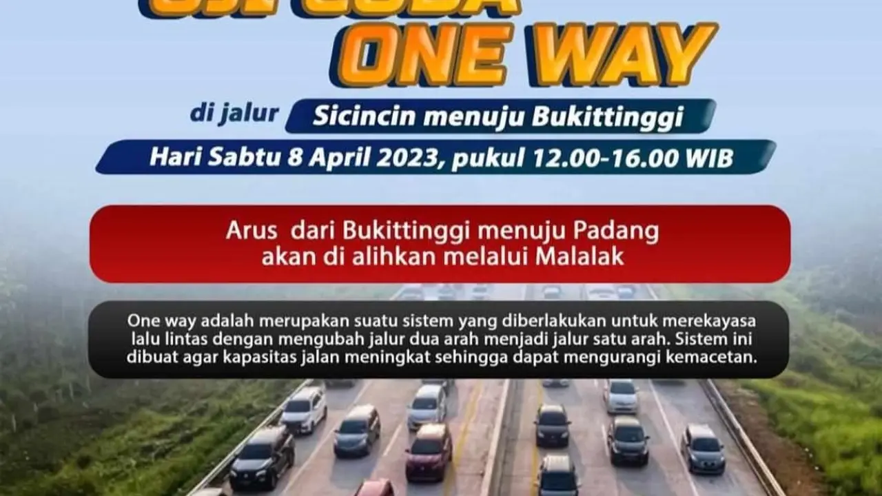 Uji coba jalur satu arah jalur Padang - Bukittinggi. (Dok Polres Bukittinggi).