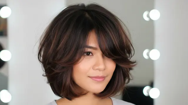 Gaya Rambut Wanita Wajah Bulat 2026 yang Bikin Tirus Sekaligus Stylish Model Shaggy Textured Bob