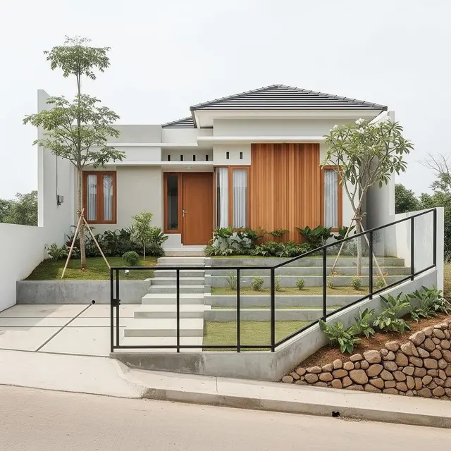 9 Desain Pagar Rumah untuk Lahan Miring, Aman dan Estetis