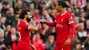 Hebatnya lagi, Salah sudah melakukan itu sebanyak dua kali setelah kali pertama pada Agustus sampai Desember 2021 di 15 pertandingan berturut-turut. (AP Photo/Jon Super)