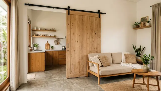 Pintu Geser Kayu Minimalis