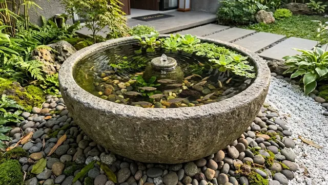 Kolam Mini dari Pot Batu Besar