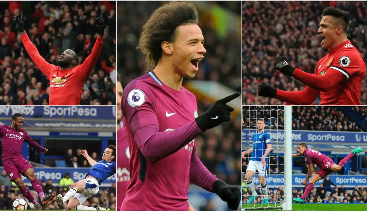 Inilah lima pencetak gol kemenangan untuk dua tim kota Manchester pada laga Premier League 2017/2018 pekan ke-32, (31/3/2018). (Photo/AFP/AP)