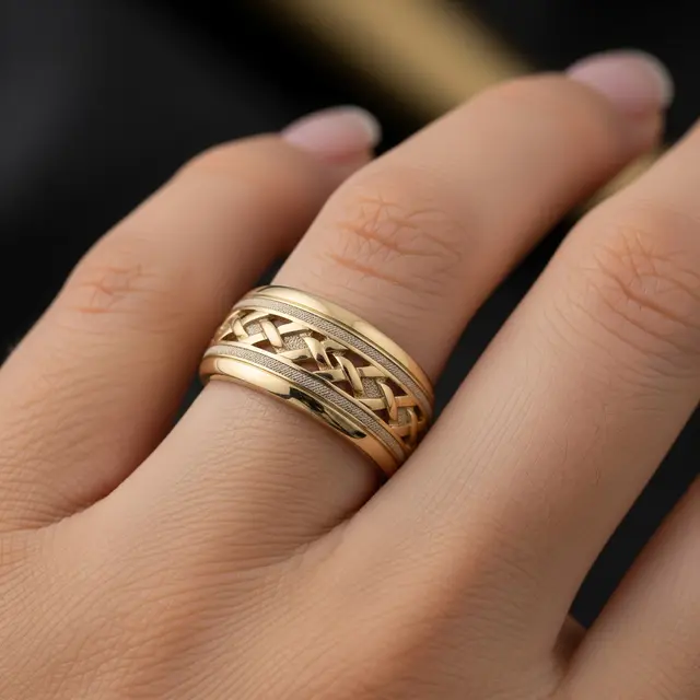 Cincin Emas 10 Gram Kombinasi Matte & Glossy Mewah
