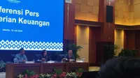 Wakil Menteri Keuangan (Wamenkeu) Thomas Djiwandono dalam konferensi pers Kementerian Keuangan, Kamis (18/7/2024).&nbsp;