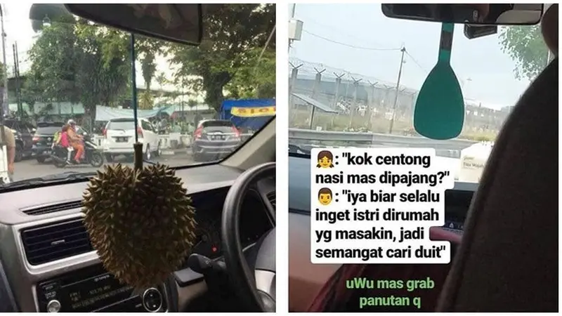 6 Potret Kocak Gantungan di Mobil Ini Nyeleneh Banget