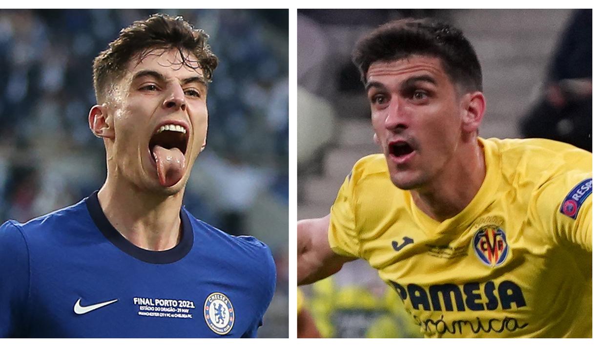 Piala Super Eropa 2021 akan mempertemukan kampiun Liga Champions Chelsea dan jawara Liga Europa Villarreal dalam laga yang akan digelar di Windsor Park, Belfast, Kamis (12/8/2021) dini hari WIB. Siapa saja pemain kunci yang akan menjadi penentu? (Foto: Kolase AFP)
