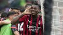 Di babak kedua AC Milan mampu memecah kebuntuan dengan mencetak gol pertama di menit ke-56 lewat Rafael Leao usai menerima umpan lambung Junior Messias. (AP/Antonio Calanni)