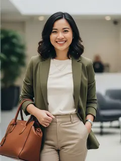 Ide Outfit Wanita Pertama Kali Masuk Kerja Setelah Libur Lebaran (Image by Gemini AI)