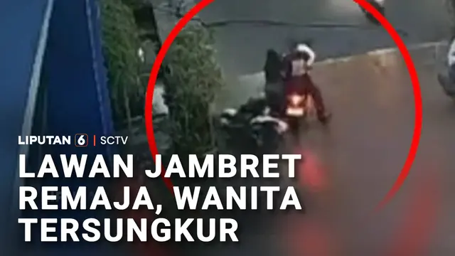 Wanita Lawan Penjambret Sampai Tersungkur ke Aspal