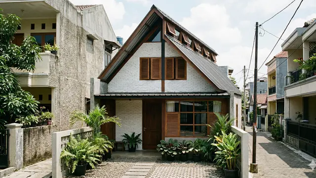 Rumah Kecil 1 Lantai Ventilasi Silang untuk Lahan Sempit (Foto: Gemini AI)
