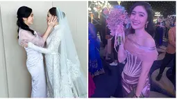 Pakai dress off shoulder dengan rambut digerai, penampilan Febby Rastanty banjir pujian ketika menjadi bridesmaid Jessica Mila saat resepsi pernikahan pada Mei 2023 lalu. Sementara saat pemberkatan, Febby Rastanty pakai dress warna ungu simpel dengan gaya rambut ikat tengah yang membuatnya makin manis. (Liputan6.com/IG/@febbyrastanty)