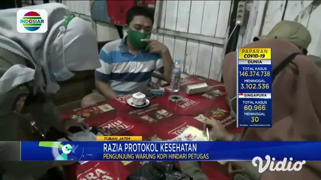 Kedatangan aparat gabungan membuat para pengunjung warung kopi menjadi menghindari petugas, dengan cara kabur di Tuban, Jawa Timur. Sempat terjadi kejar-kejaran antara petugas dengan pengunjung hingga memasuki area pemukiman penduduk.