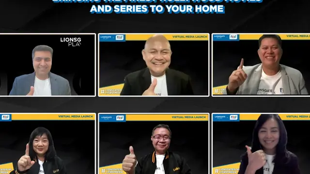 Suasana konferensi pers virtual peluncuran kerja sama Lionsgate Play dan First Media, Selasa (5/4/2022).