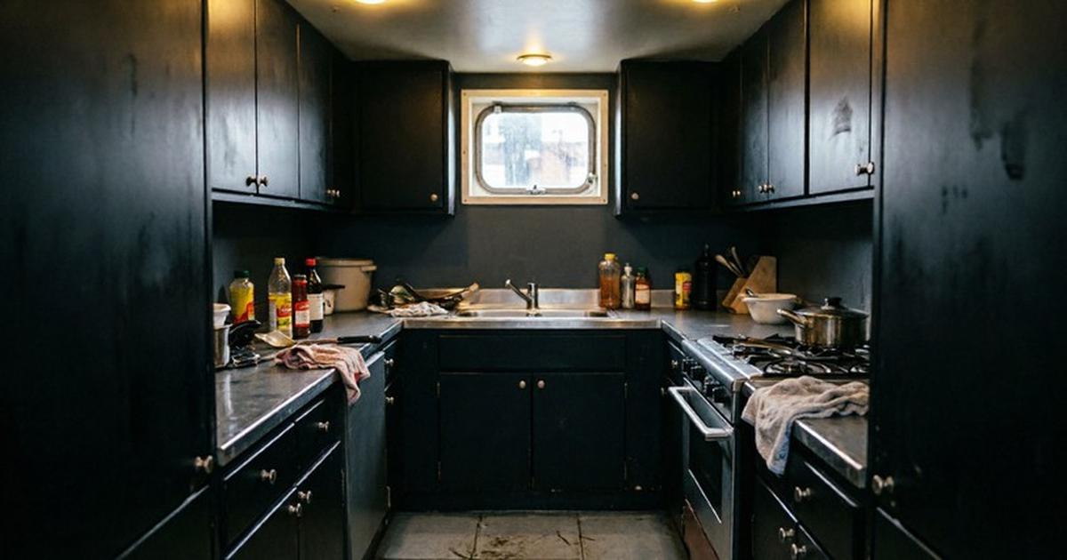 Kesalahan Memilih Warna Kabinet Dapur yang Membuat Ruangan Terasa Sempit (AI Generated)