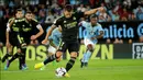 Pemain Real Madrid Eden Hazard gagal memanfaatkan penalti saat melawan Celta Vigo pada pertandingan sepak bola La Liga Spanyol di Stadion Balaidos, Vigo, Spanyol, 20 Agustus 2022. Real Madrid menang 4-1. (AP Photo/Lalo R. Villar)
