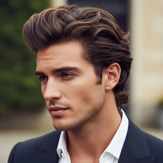 Model Rambut Pria Panjang Bergelombang (Image by Gemini AI)