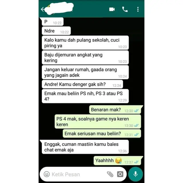 5 Chat Kocak Ibu dan Anak Ini Bikin Ngakak