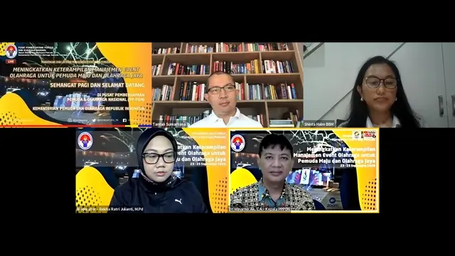 Webinar dengan tema Management Event Olahraga meningkatkan Energi Produktifitas dan Kreatifitas Pemuda.