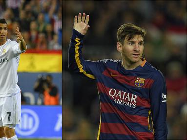 Tahun 2015 Cristiano Ronaldo dan Leonel Messi menjadi pembicaraan dunia, tentang siapa yang berhak jadi pemain terbaik , mereka juga menjadi aktor utama dalam sepak bola Negeri Matador. (AFP Photo/Curto De La Torre/ Lluis Gene)