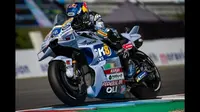 Penampilan Alex Marquez, pembalap Gresini Racing MotoGP di ajang Sprint Race MotoGP Ceko 2025.