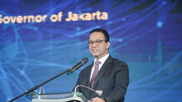 Anies Baswedan berbicara di hadapan para delegasi MMA Impact Indonesia 2024. (Dok MMA Global Indonesia)