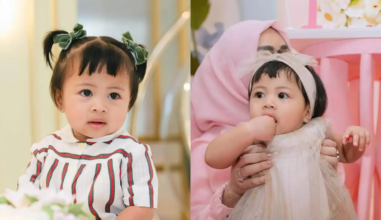 Putri ketiga Raffi Ahmad dan Nagita Slavina, Lily, tampil sebagai bayi sultan di ulang tahun pertamanya. [@raffinagita1717]