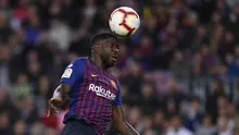3. Samuel Umtiti - Performa pemain asal Prancis ini menurun drastis akibat banyak absen karena cedera. Samuel Umtiti mengalami cedera engkel pada September 2019 dan kembali cedera lutut 26 tahun pada Juli lalu. (AFP/Lluis Gene)