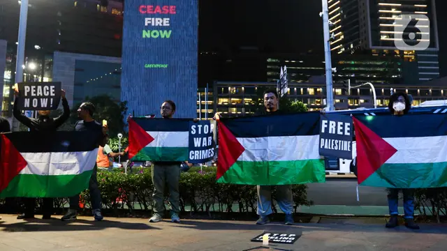Aksi solidaritas untuk Palestina di kawasan Bundaran HI