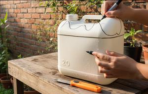 Pembuatan Pola Pot sesuai cara membuat pot dari jerigen bekas (Gemini AI)