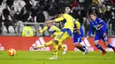 Pemain Juventus Alvaro Morata mencetak gol ke gawang Sampdoria dari titik penalti pada pertandingan sepak bola babak 16 besar Coppa Italia di Allianz Stadium, Turin, Italia, 18 Januari 2022. Juventus menang 4-1. (Marco Alpozzi/LaPresse via AP)