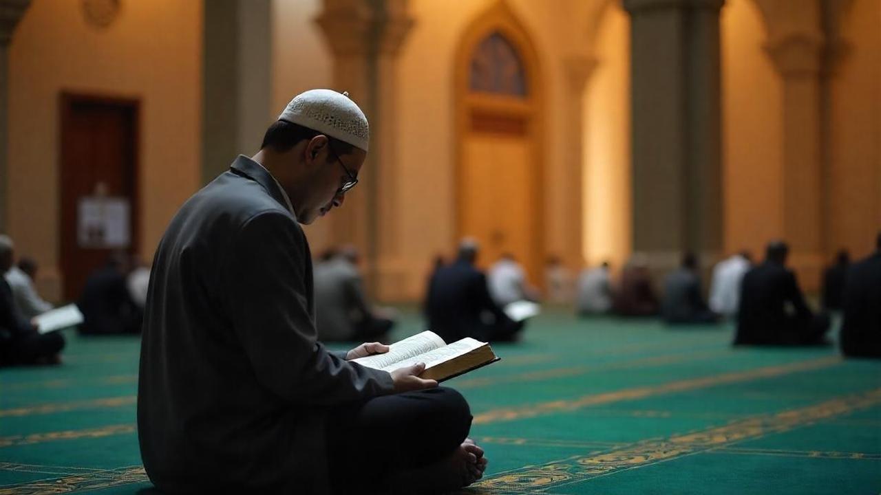 Ilustrasi i'tikaf di masjid