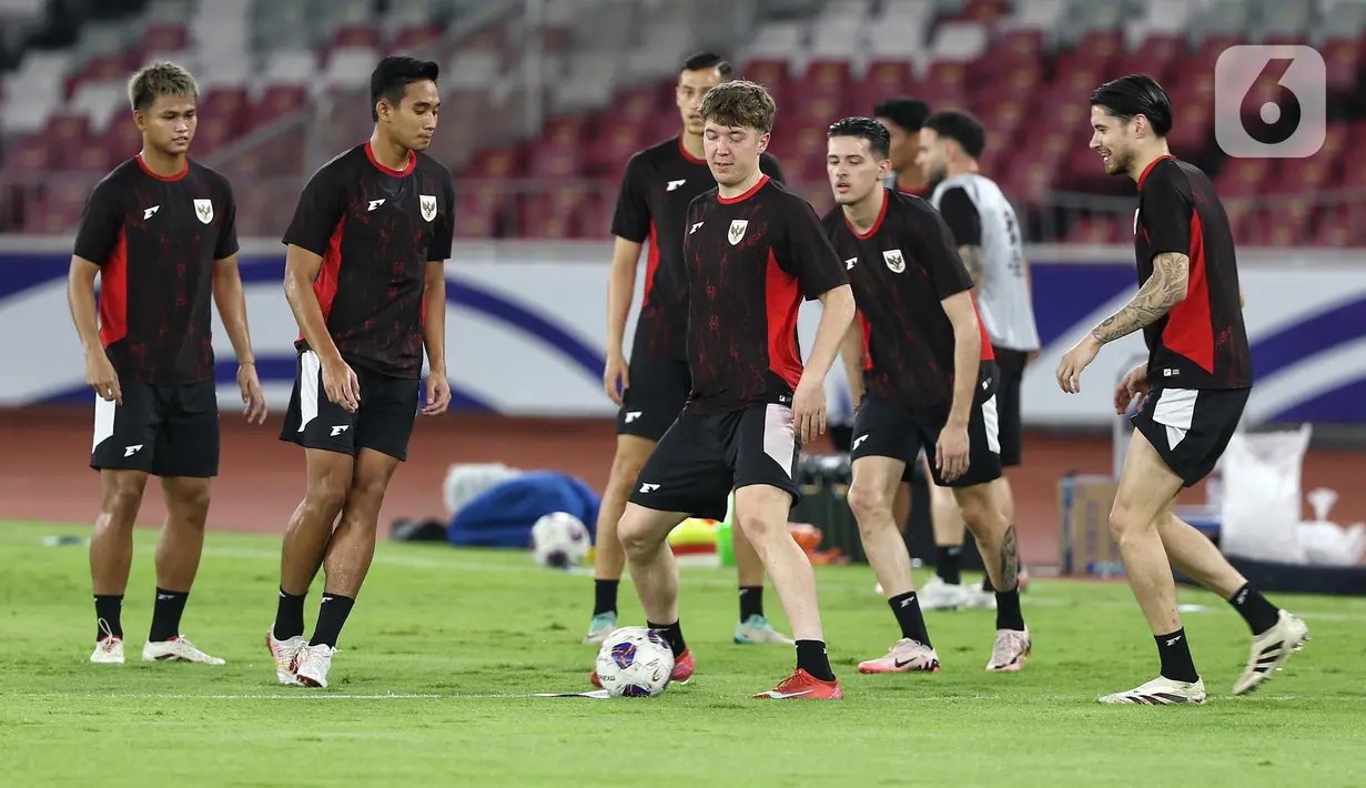 Menghadapi Bahrain di Stadion Utama Gelora Bung Karno, Jakarta, Timnas Indonesia optimistis meraih poin penuh. (Liputan6.com/Angga Yuniar)