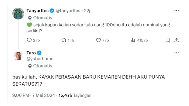 6 Cerita Netizen Merasa Uang Rp 100 Ribu Sedikit Ini Bikin Senyum Tipis