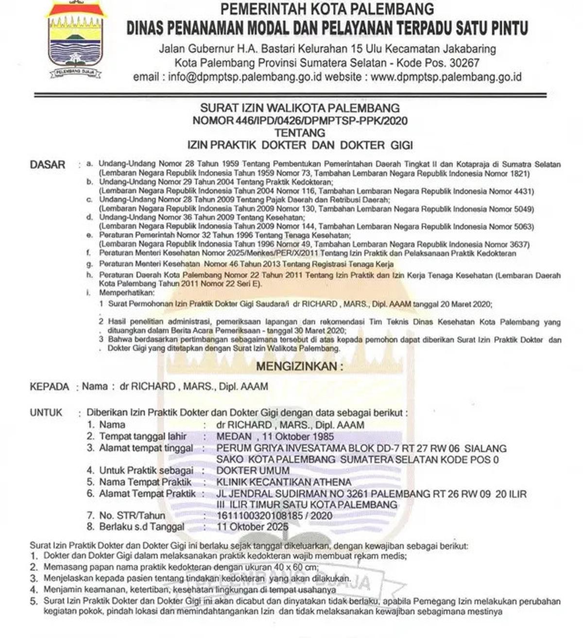 Izin Praktek dan Klinik Kecantikan Dipermasalahkan, dr.Richard Lee Beberkan Bukti