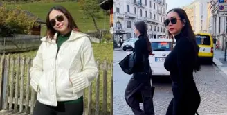Lakukan perjalanan ke Swiss, Aura Kasih terlihat chic dalam balutan outfit musim dingin.