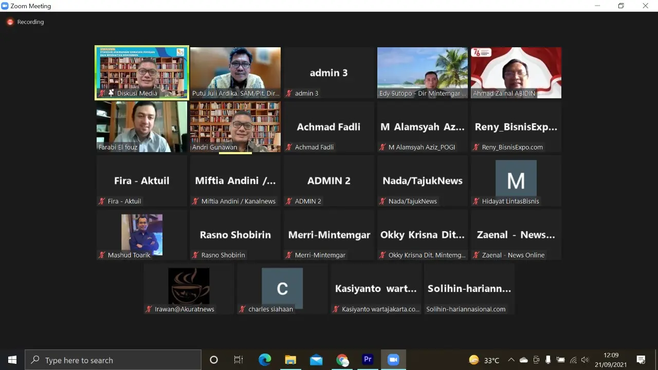 Webinar "Standar Keamanan Kemasan Pangan dan Kesehatan Konsumen". (Istimewa)